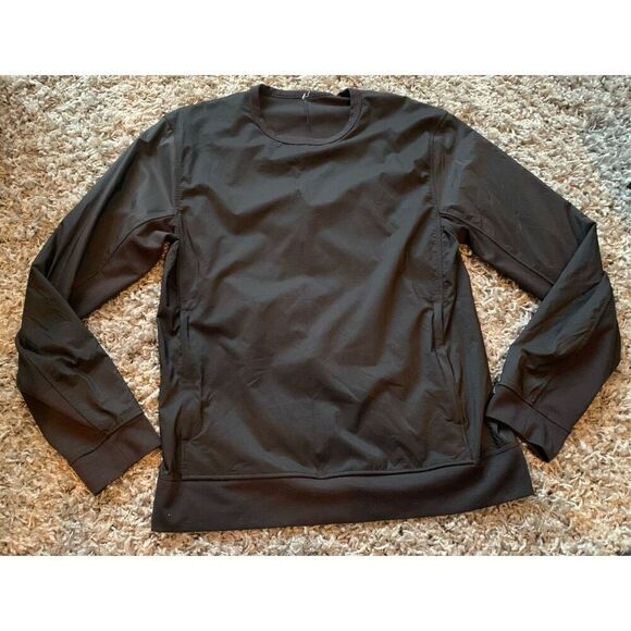 54- Lululemon black ALL THE RANGE LONG SLEEVE wind proof Shirt TOP men sz M - Picture 2 of 6